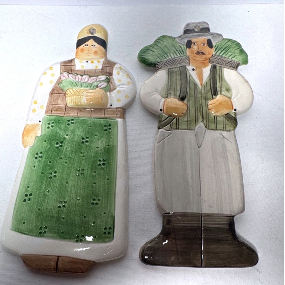 Sigma Les Artisans Wall Plaques Set Green Good Vintage Folk Art 1983